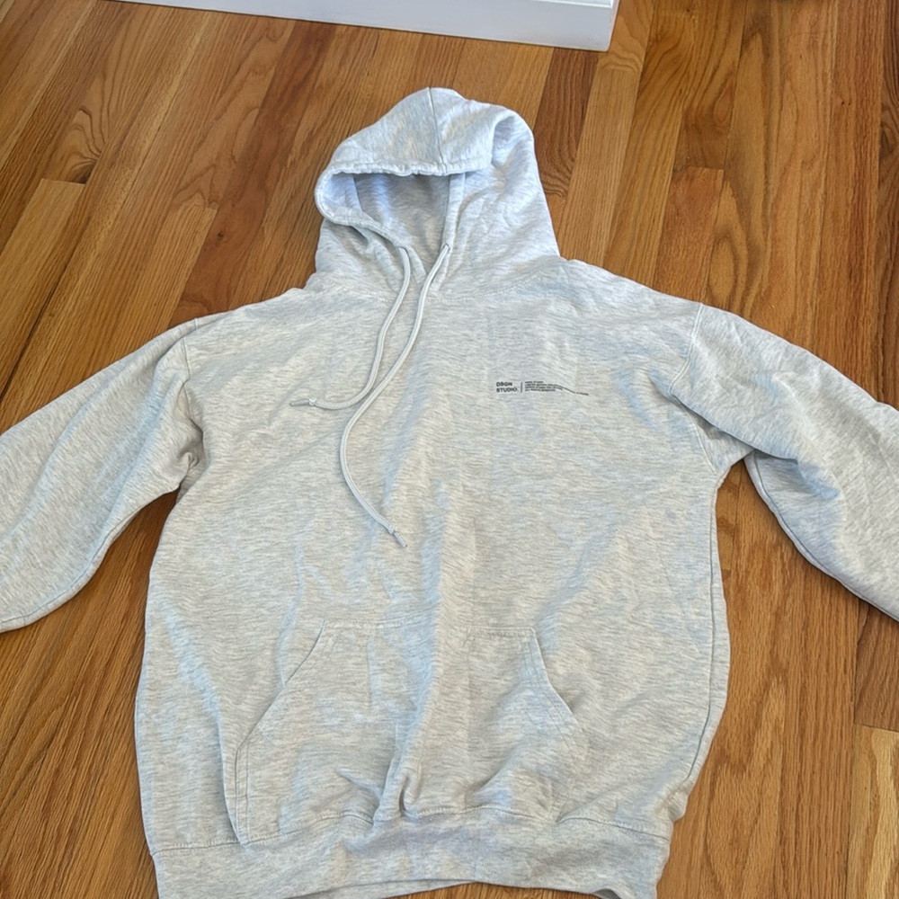 BOOHOO DSGN Studio Hoodie, Light Gray, Size Medium